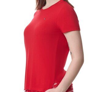 #1052 Tommy Hilfiger Women's Short-Sleeve Crewneck Sleep Tee - Tango Red